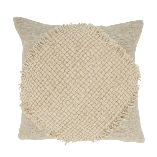 Textured Diamond Square Cushion with Fringe - 1