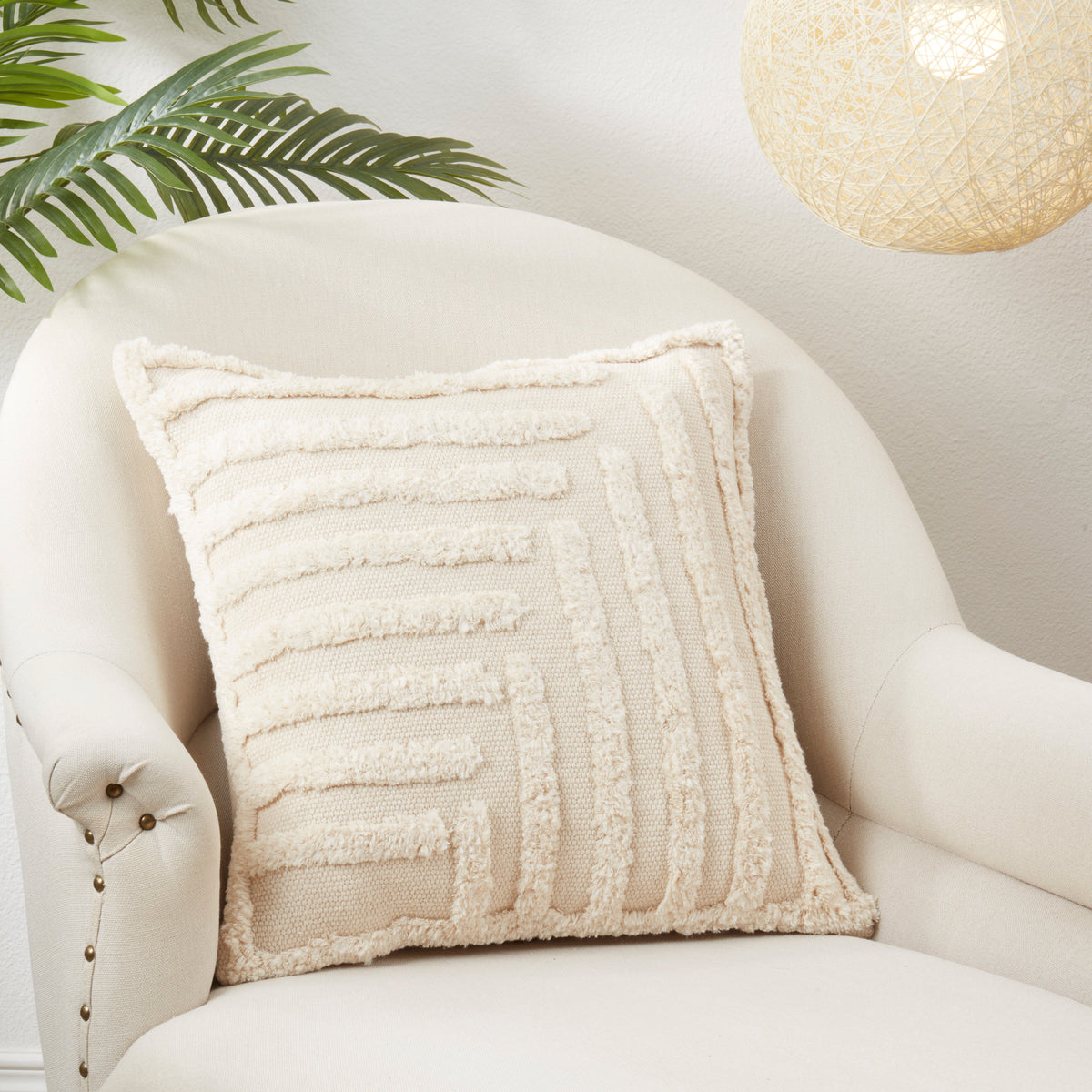 Tufted Linear-Pattern Square Cushion - 2