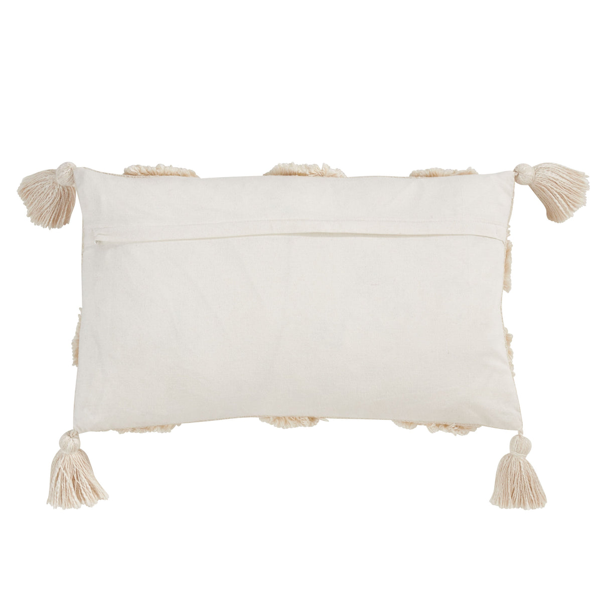 Diamond-Tufted Lumbar Cushion with Corner Tassels - 3