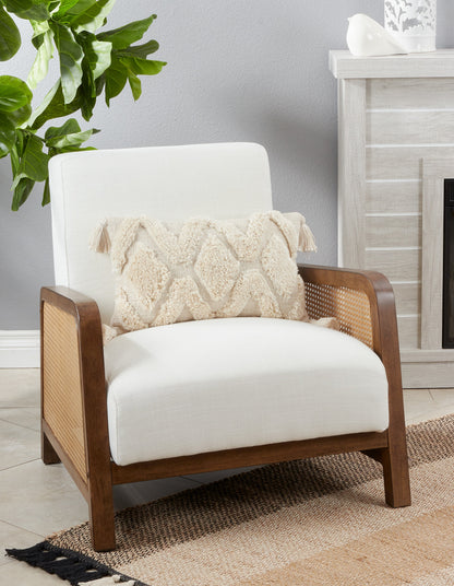 Diamond-Tufted Lumbar Cushion with Corner Tassels - 2