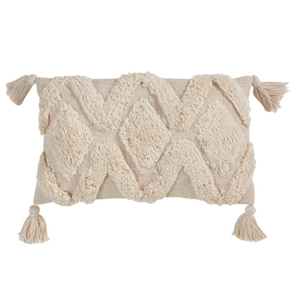 Diamond-Tufted Lumbar Cushion with Corner Tassels - 1