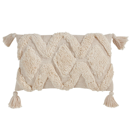 Diamond-Tufted Lumbar Cushion with Corner Tassels - 1
