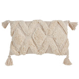 Diamond-Tufted Lumbar Cushion with Corner Tassels