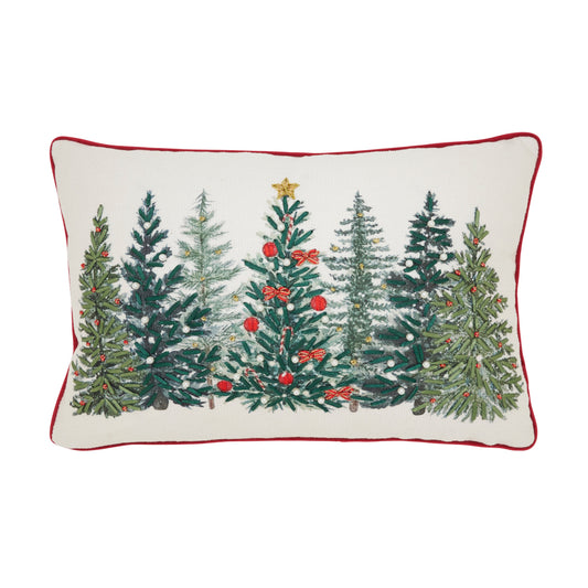 Woodland Forest Decorative Lumbar Cushion with Red Piping - 1