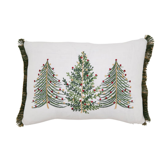 Three-Tree Decorative Lumbar Cushion with Green Trim - 1