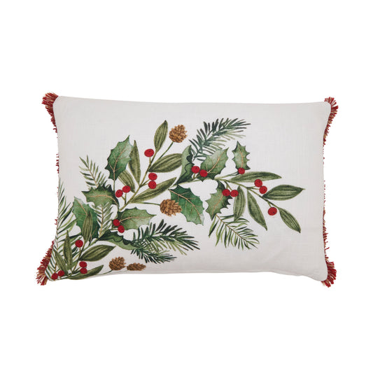 Holly-Branch Decorative Lumbar Cushion - 1