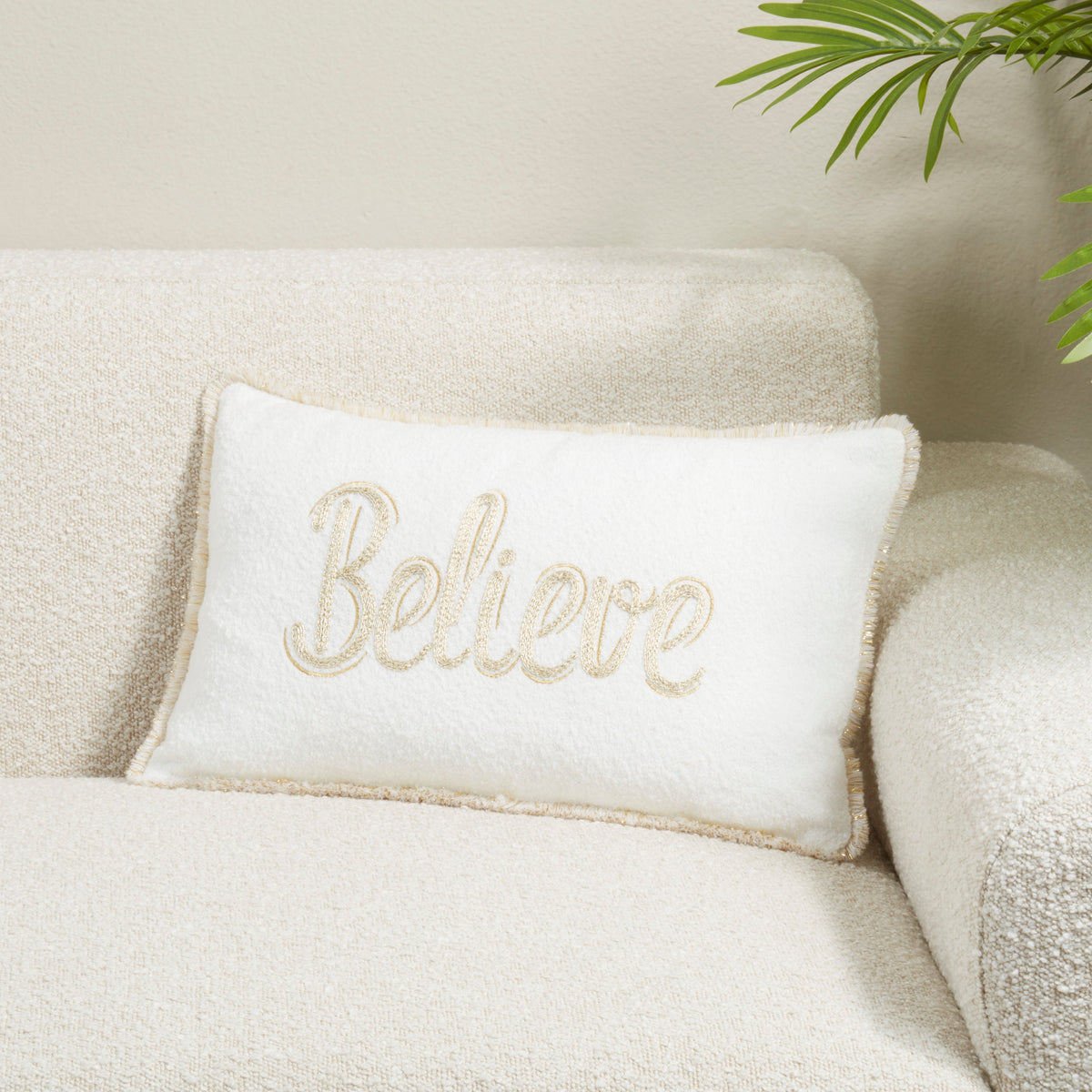 Believe Lettering Decorative Lumbar Cushion - 3