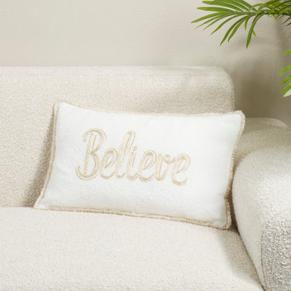 Believe Lettering Decorative Lumbar Cushion - 3