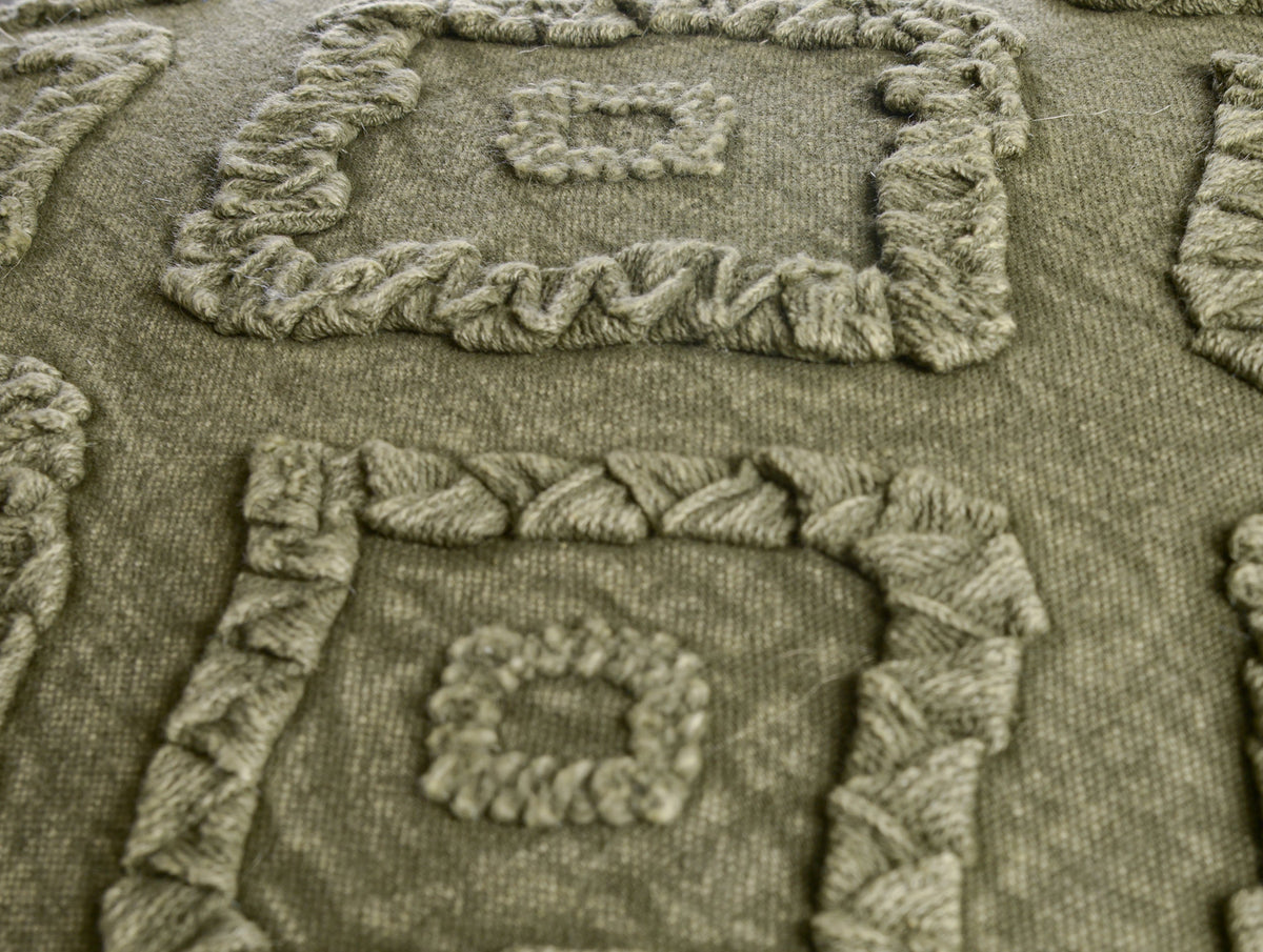 Stonewashed Embroidered Medallion Cushion - 3