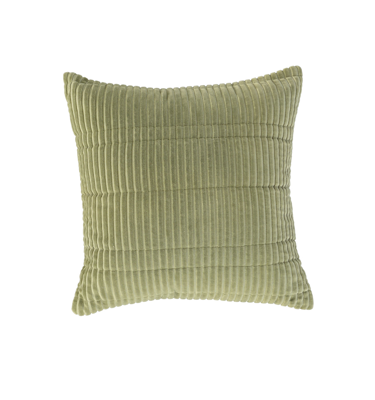 Tonal-Stripe Cotton Velvet Cushion with Flanged Edge