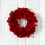 Red Amaryllis-Style Decorative Wreath, 22 in - 1