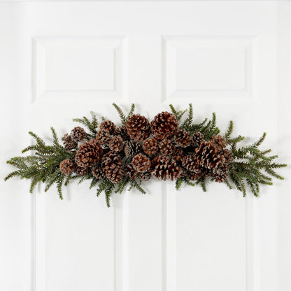 Frosted Pinecone Decorative Swag, 28 in - 1