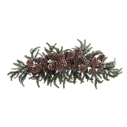 Frosted Pinecone Decorative Swag, 28 in - 3