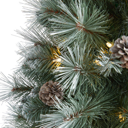 Frosted Pinecone Christmas Tree with Clear Lights, 3 ft - 2