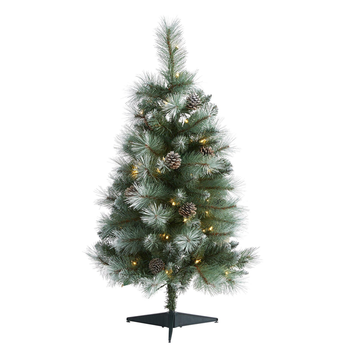 Frosted Pinecone Christmas Tree with Clear Lights, 3 ft - 1