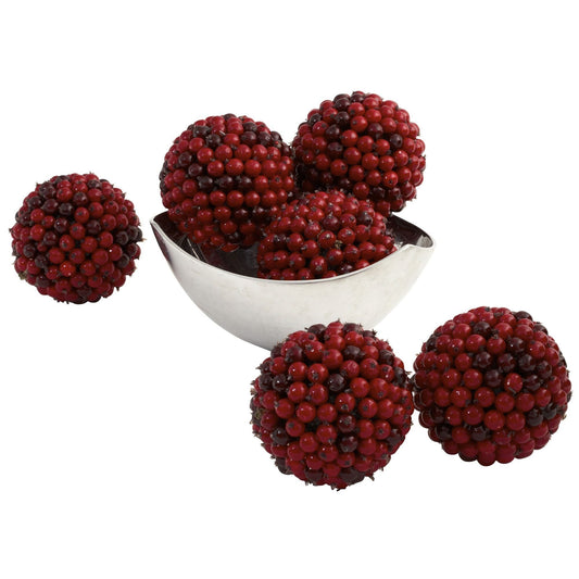 Red Berry Decorative Balls, Set of 6 - 1