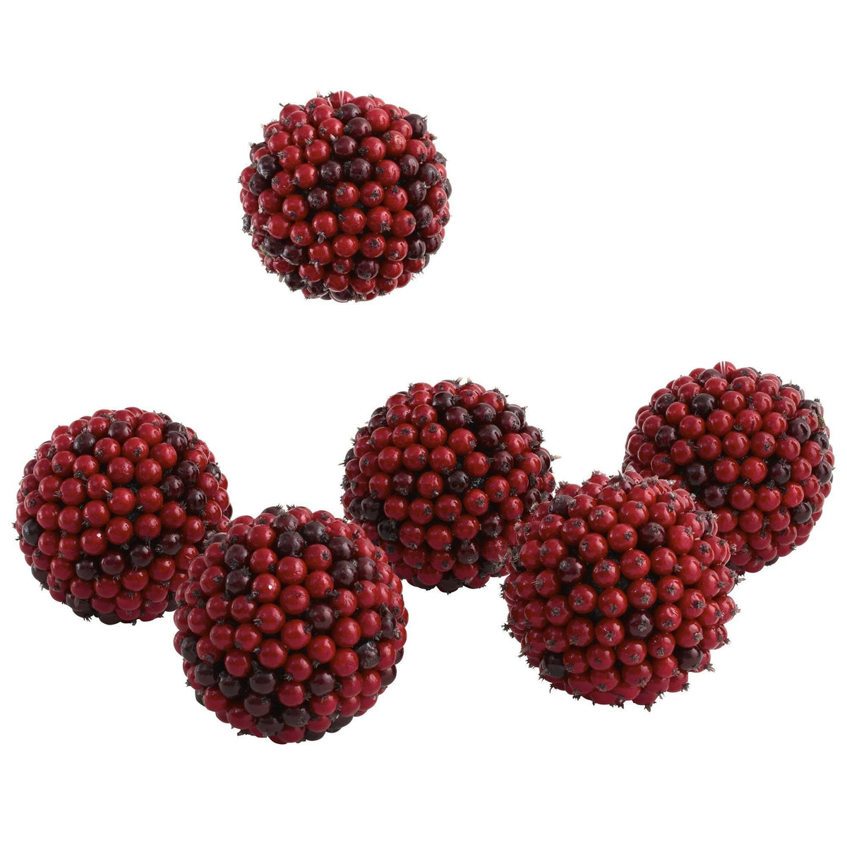 Red Berry Decorative Balls, Set of 6 - 3