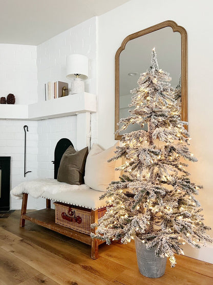 Flocked Christmas Tree in Decorative Planter, 6 ft - 2