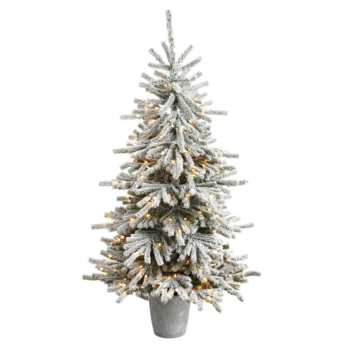 Flocked Christmas Tree in Decorative Planter, 6 ft - 1
