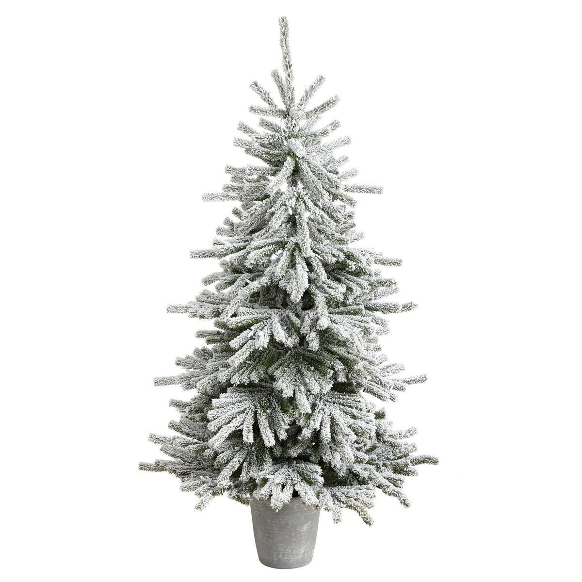 Flocked Christmas Tree in Decorative Planter, 6 ft - 3