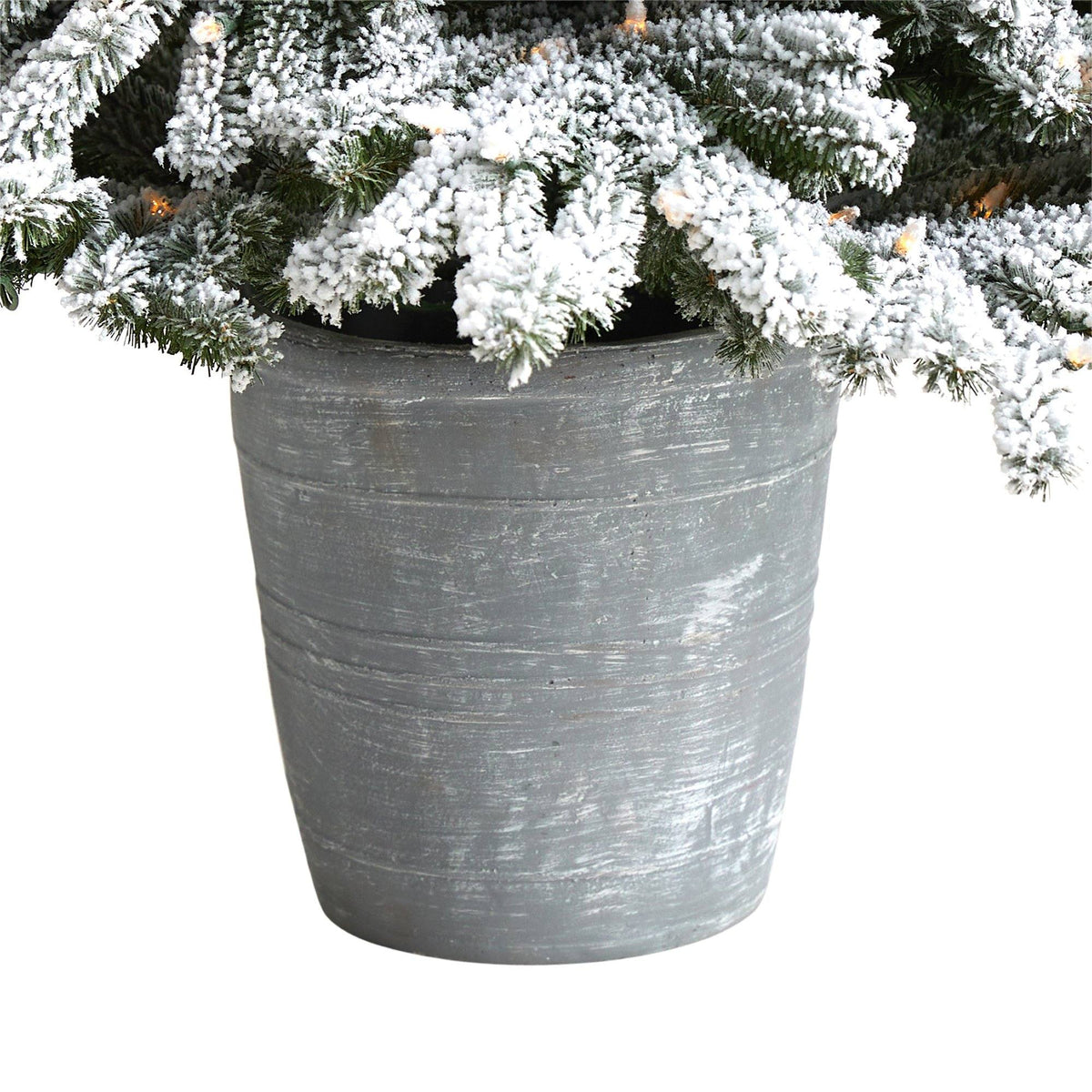 Flocked Christmas Tree in Decorative Planter, 6 ft - 6