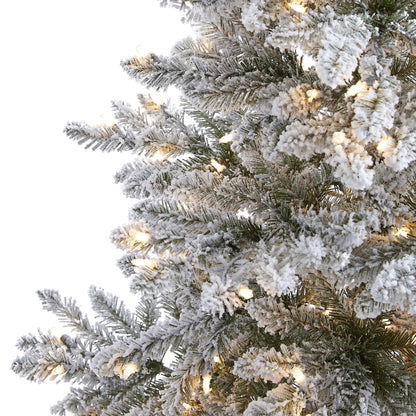Flocked Tiered Christmas Tree with Clear Lights, 6 ft - 2