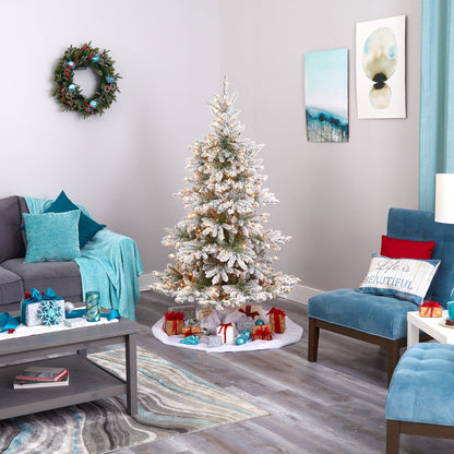 Flocked Tiered Christmas Tree with Clear Lights, 6 ft - 5