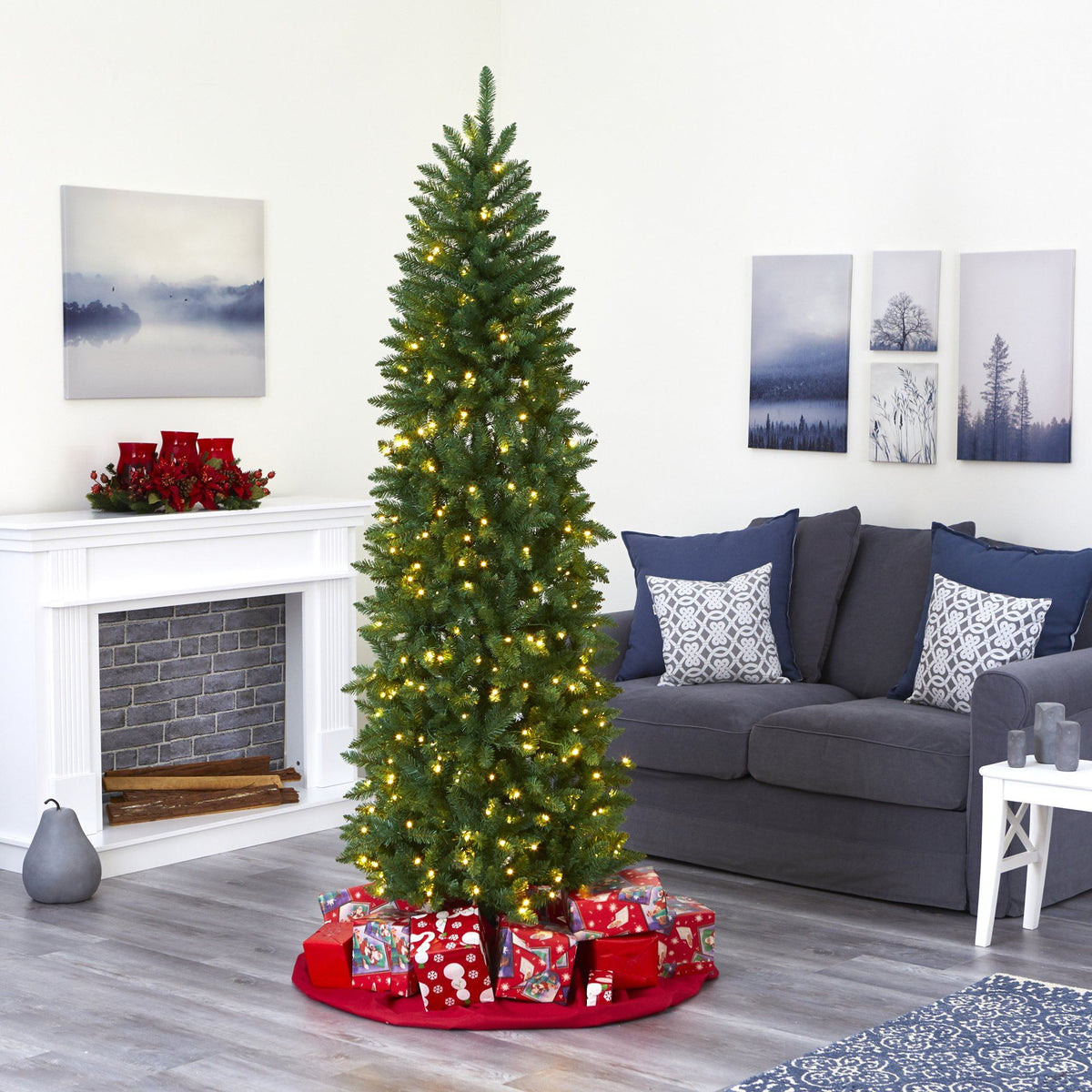Slim Green Christmas Tree with LED Lights, 6.5 ft - 5