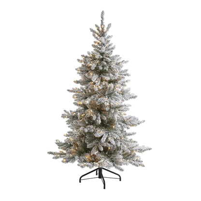Snow-Flocked Christmas Tree with Clear Lights, 7 ft - 1