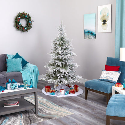 Snow-Flocked Christmas Tree with Clear Lights, 7 ft - 6