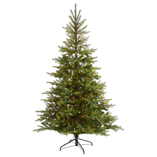 Layered Green Christmas Tree with Clear Lights, 7 ft - 1