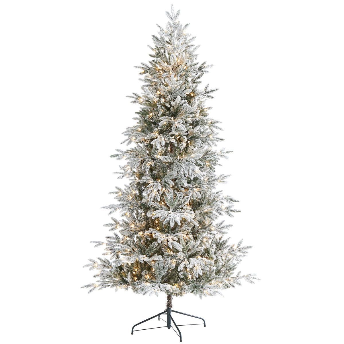 Tall Flocked Christmas Tree with LED Lights, 7.5 ft - 1