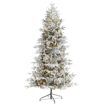 Tall Flocked Christmas Tree with LED Lights, 7.5 ft - 1